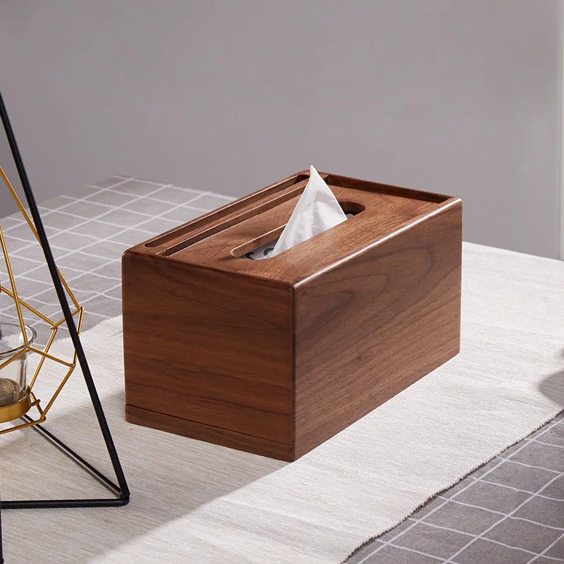 Black walnut Desktop Tabletop Storage Organization Box for Office Home living room paper towel tissue box