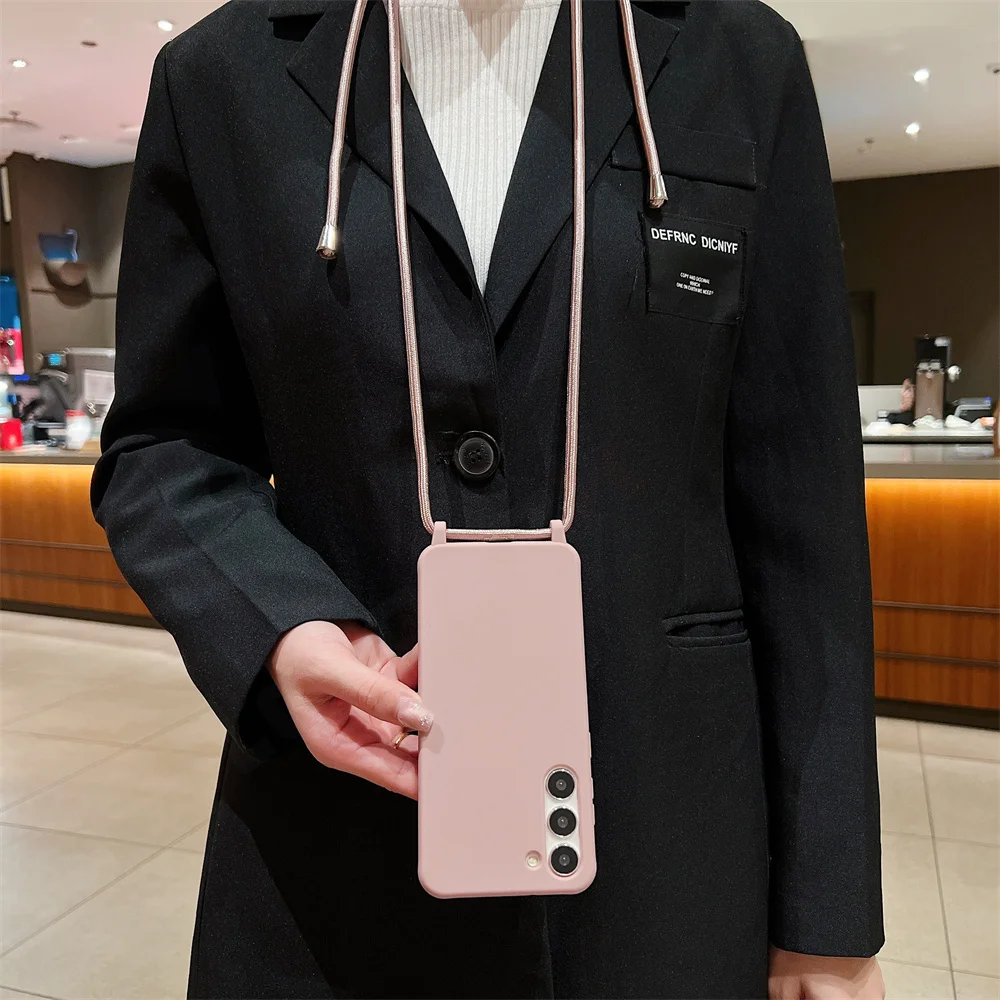 Силиконовый чехол для телефона с ожерельем через плечо Samsung S24 S23 Ultra S22 Plus FE Note 20 A54