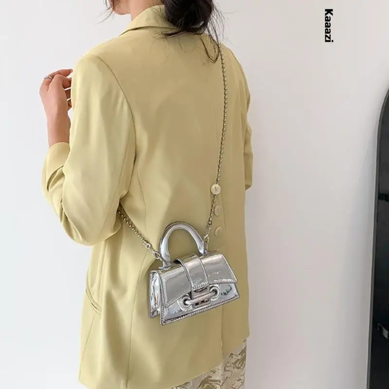 2023 Laser Silver Chic Women Purse Mini Cute Small Crossbody Shoulder Bags Leather Fashion Handbags Luxury Designer Vintage New