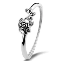 europe and the united states retro black rose shaped ladies open adjustable ring retro whole rose ring wholesale