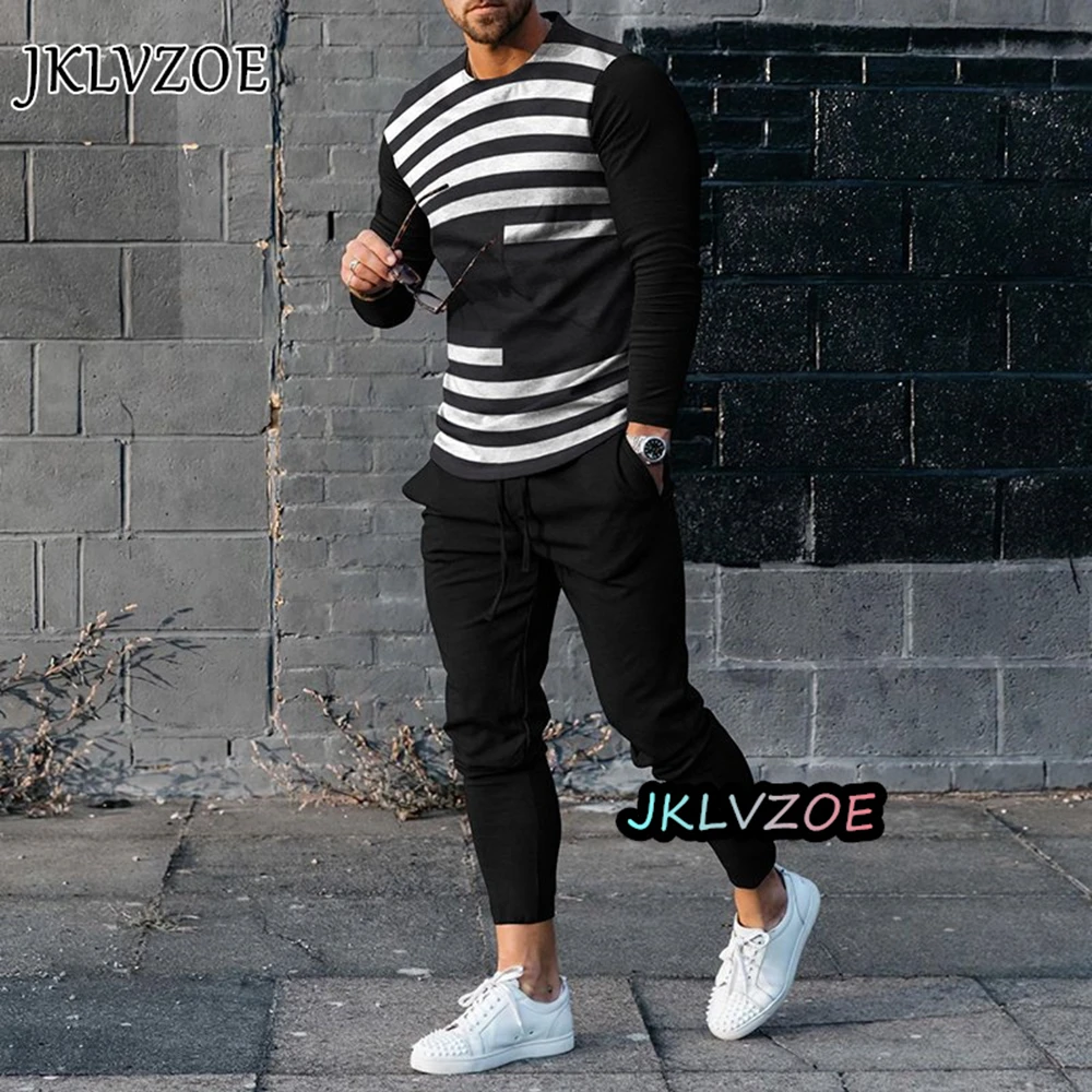 Spring Long Sleeve Shirt Set 3D Printed Sportswear Sweatpants 2 Piece Vintage Streetwear Jogging Oversized Outfits Classic Suit