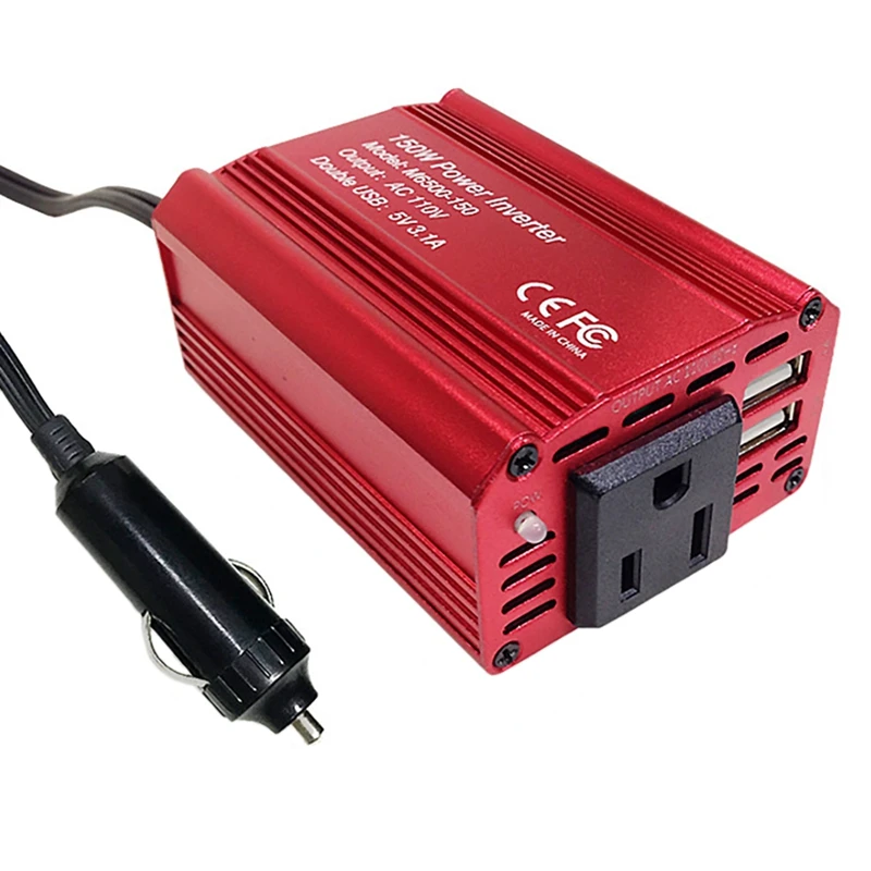

150W Power Inverter DC12V To AC110V Power Converter Splitter 3.1A Double USB Fast Charging Car Power Inverter US Plug