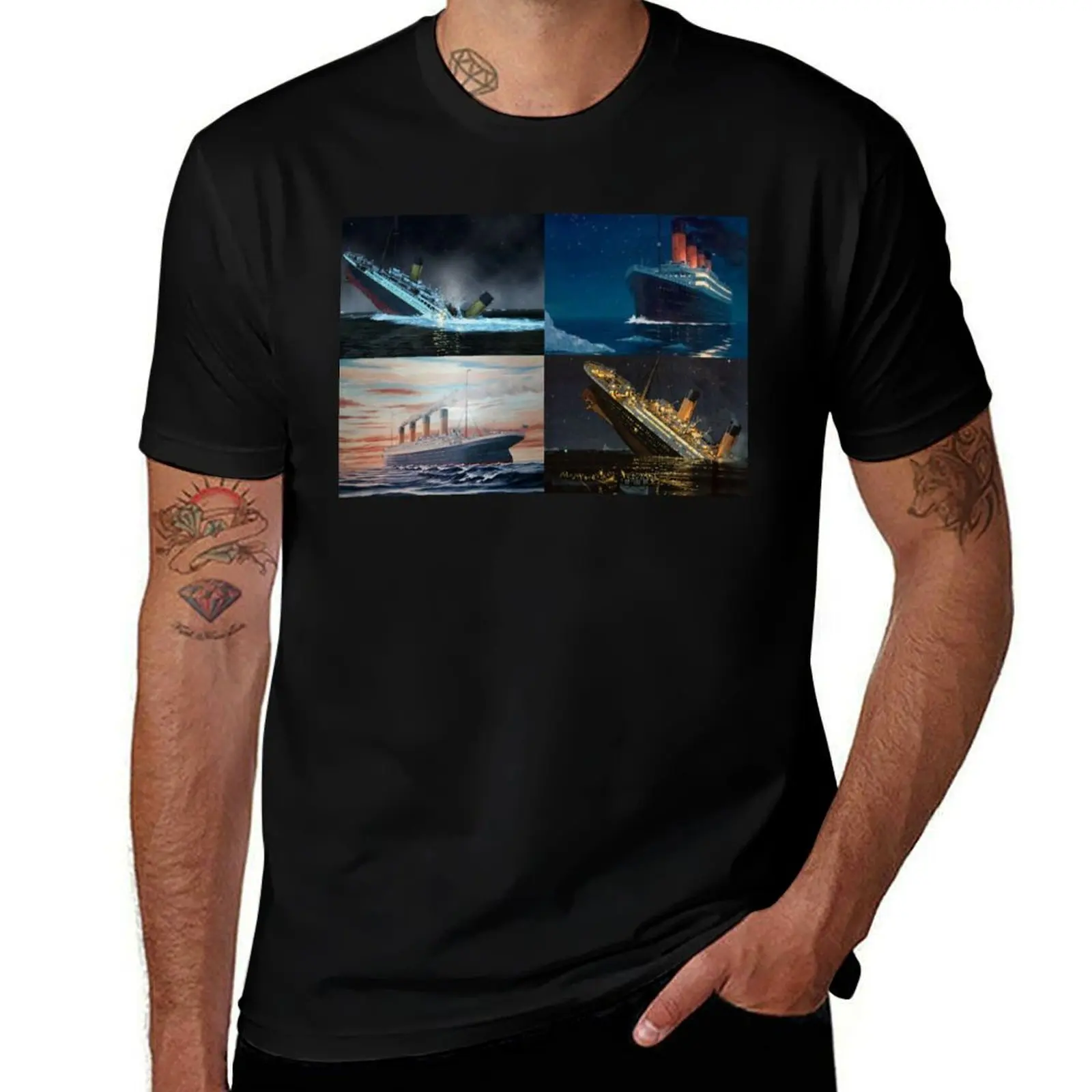 Фото Титаник, британские соплемодельные корабли Титаник, Iceberg, White Star, Star Liners, футболка с круглым вырезом для больших и высоких людей.