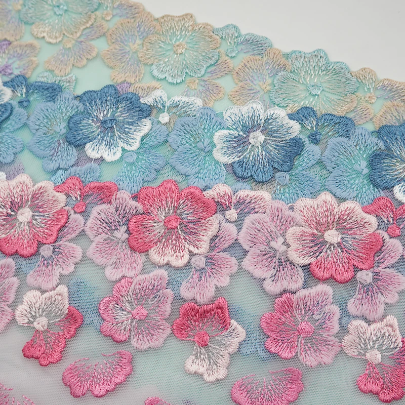 

5 Yards 3D Exquisite Simple Embroidery Lace Fabric For Dresses Stoffen Tela Para Bordar Tissus Au MÈTre Ткань Для Sewing African