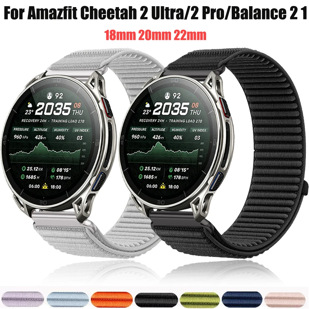 Фото Нейлоновый ремешок 18 мм, 20 мм, 22 мм для Amazfit Cheetah 2 Ultra/2 Pro/Active Max 3, дышащий браслет для Garmin Forerunner 170 70/Venu 4/3 №1