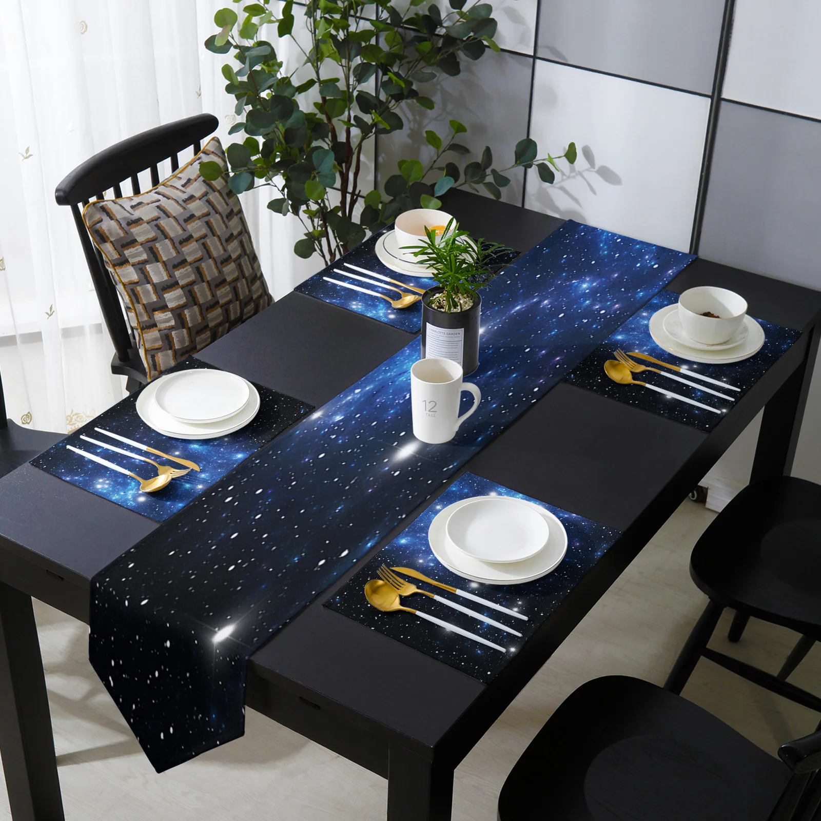 

Starry Sky Table Runner Table Mats Cover For Home Wedding Banquet Festival Party Catering Hotel Table Decoration