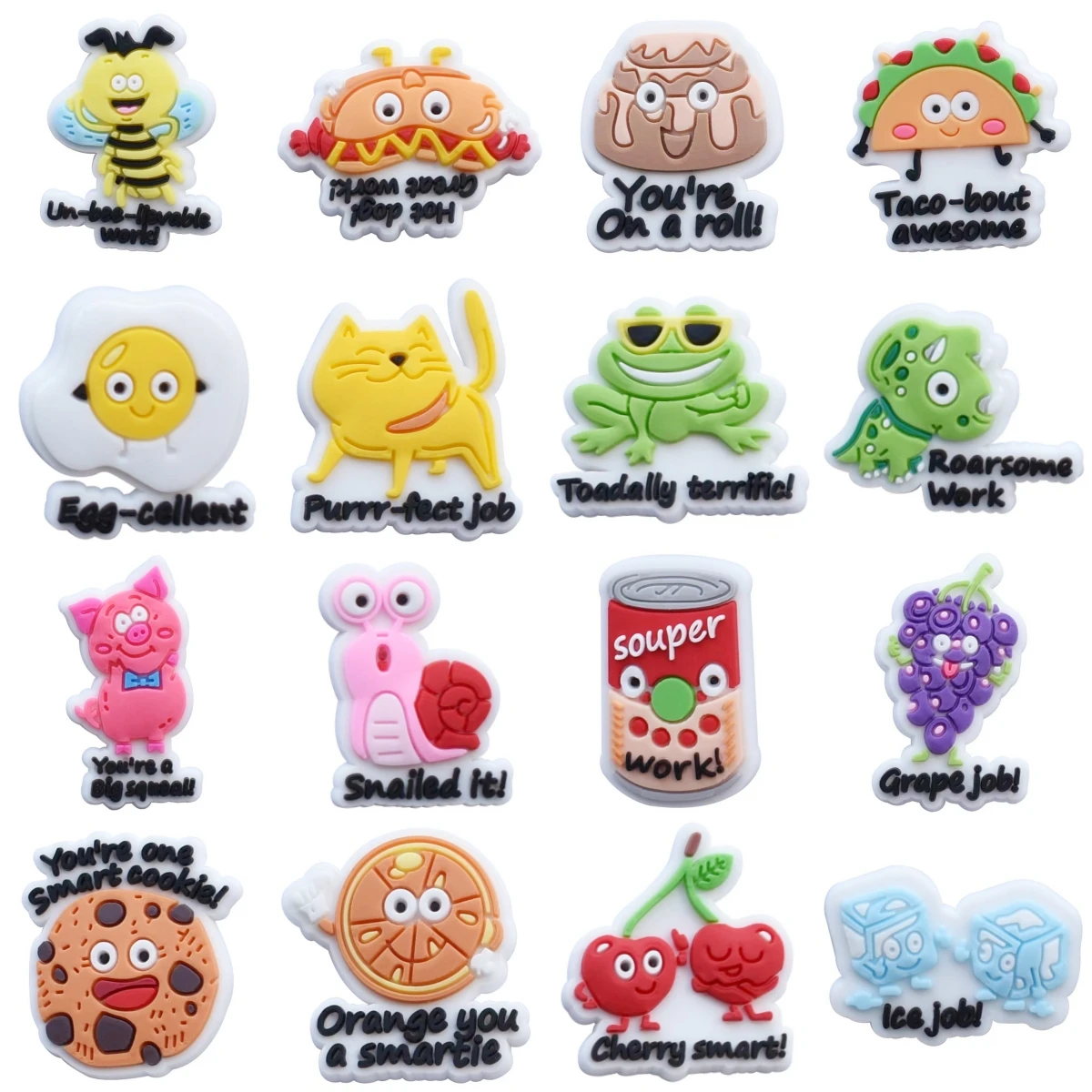 Hot Selling 16pcs Classic Cartoon Animal Gambling Shoes  Charm PVC Garden Shoe Buckle Decoration Suitable for Alligator Jibz