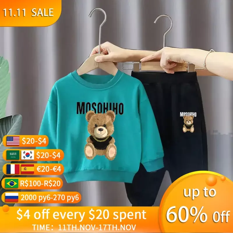 

Spring Kids Pants Set Children's Sweater Suit Boys Girls Loungewear Two-piece Outfits Kids Long Sleeve Trousers Sports Clothes