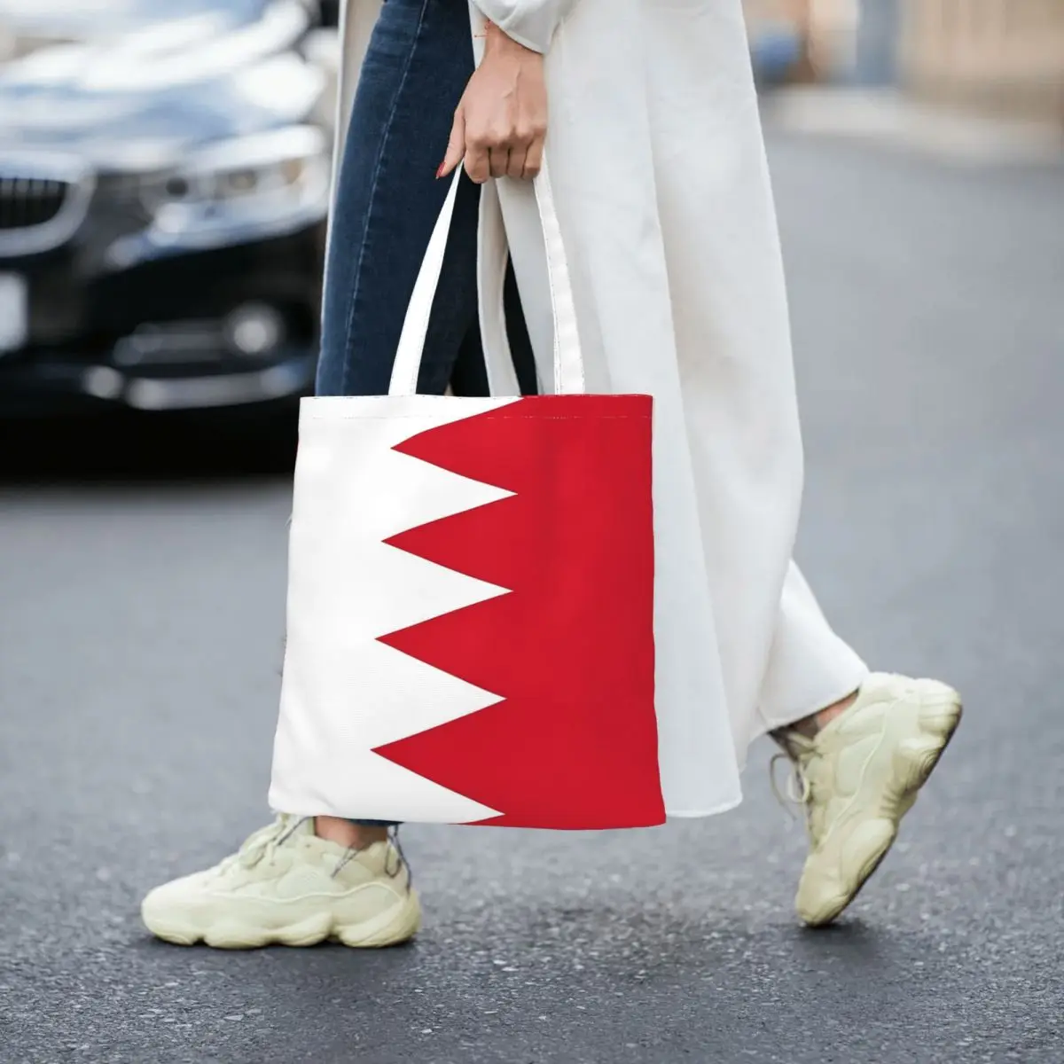 

Bahrain Flag Women Canvas Handbag Large Capacity Shopper Bag Tote Bag withSmall Shoulder Bag