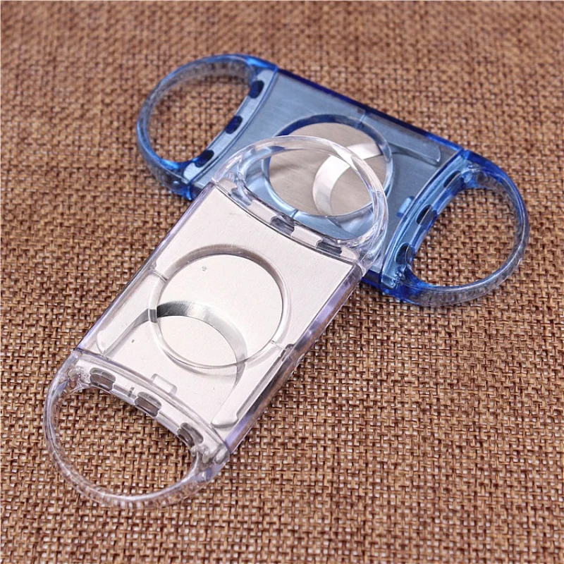 

1Pc Transparent Cigar Cutter Smoking Set Blue Plastic Cigar Cutter Cigar Tapper Smoking Accessories Cool Gadgets