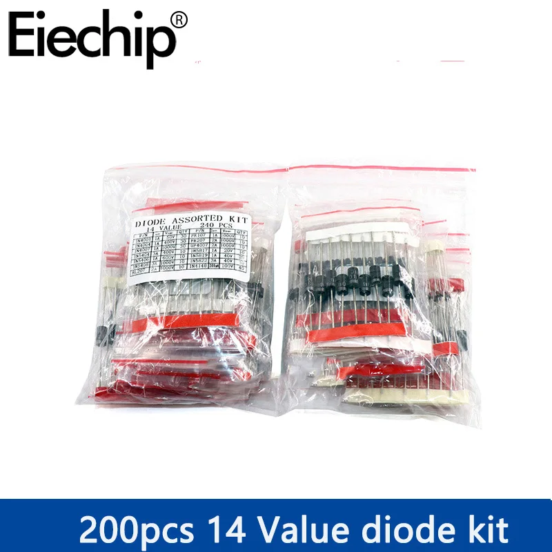 

200-255pcs Rectifier Diode set pack 1N4148 1N4001 1N4004 1N4007 1N5399 1N5408 1N5819 1N5822 FR107 10A10 diodes electronic kit