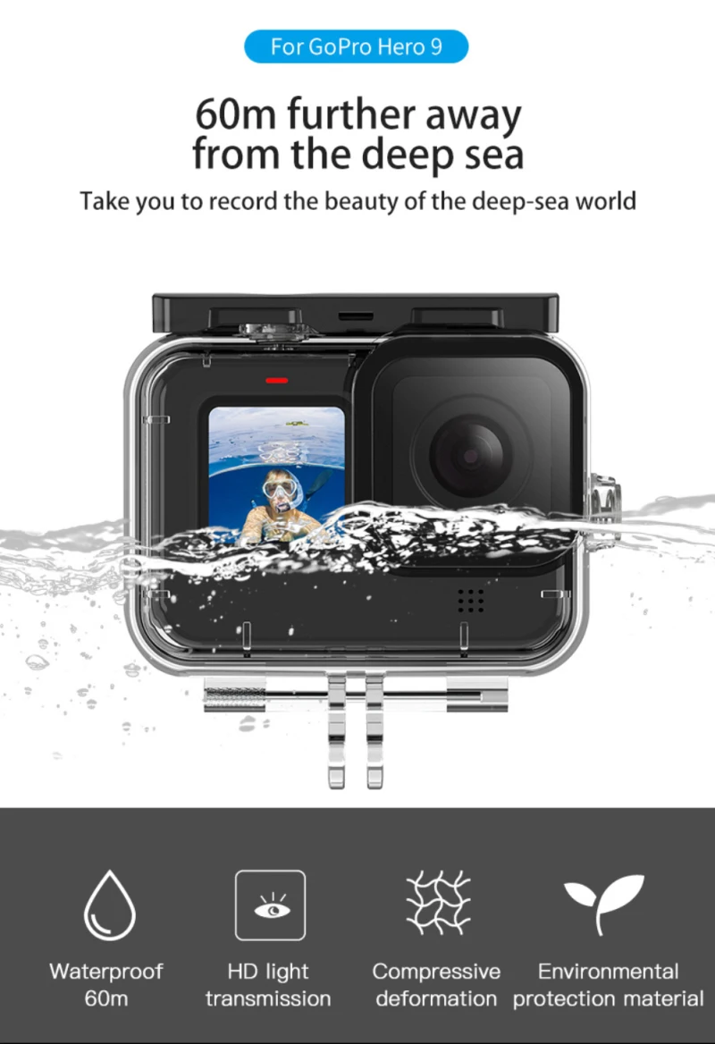 

TELESIN Upgrade 60 M противоударный водонепроницаемый чехол для телефона Аксессуары для экшн-камеры GoPro Hero10