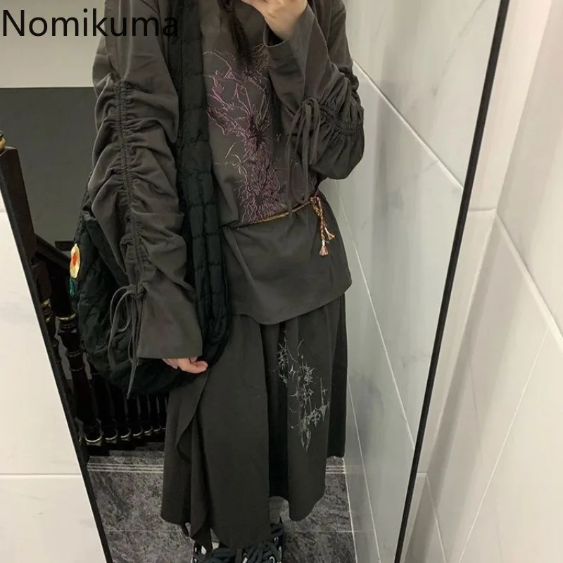 Модный костюм с юбкой корейские комплекты из двух предметов Y2k женская одежда