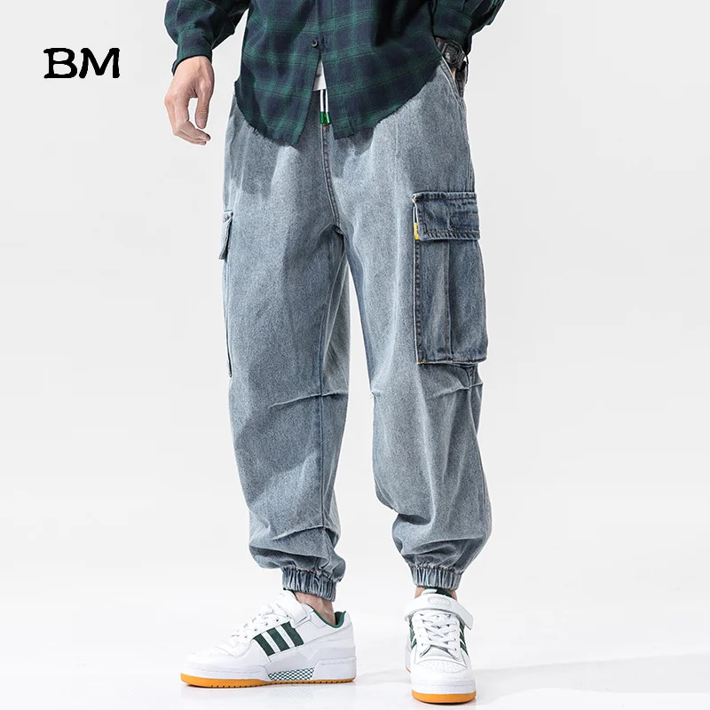 

Spring Korean Style Clothes Plus Size 5XL Fashion Hip-Hop Harem Jeans For Men Casual Loose Nine-Point Pants Streetwear Joggers