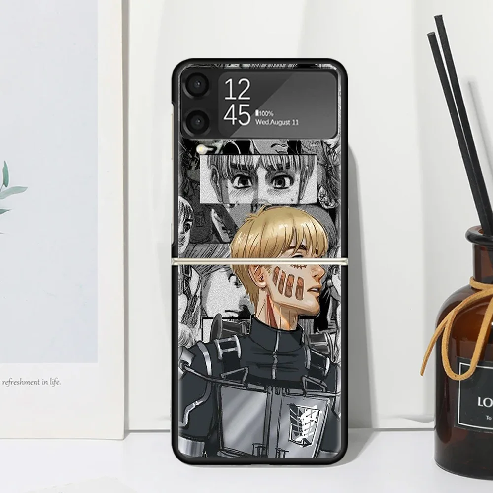 Фото Чехол для телефона с аниме «Атака Титанов» для Samsung Galaxy Z Flip 7 Flip7 Zflip 6 Flip6 5 Flip5 4 Flip4 3 Flip3 5G Fundas Black Cover Gala №5