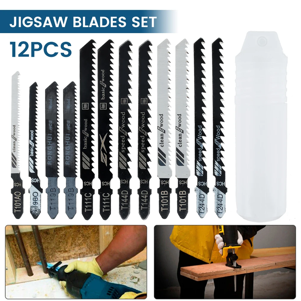 

Jig Saw Blades Set HCS HSS Precise Cuts T-shaped Shank Stable Curve Saw Blade Wear Resistance DIY Tool Reduce Breakage for