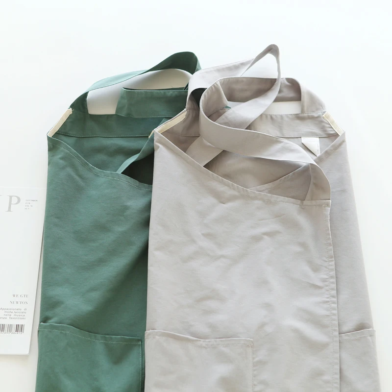 

Simple Japanese-style literary cotton thickened apron home kitchen cooking baking milk tea shop flower shop ladies blouse apron