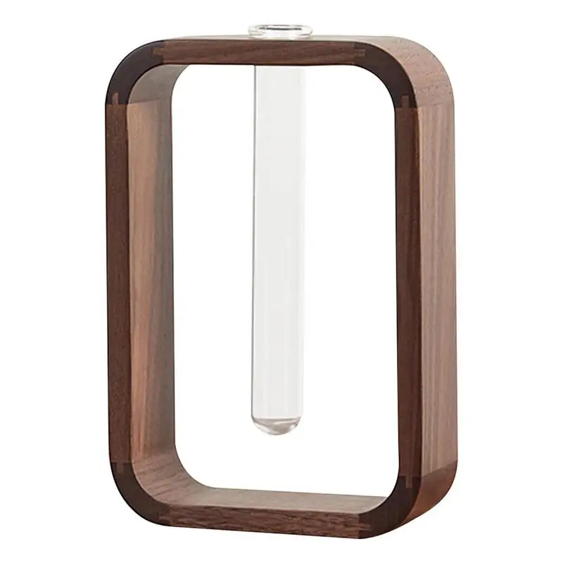 

Glass Test Tube Vase Glass Material Glass Test Tube Vase Wooden Frame Plant Terrarium Test Tube Glass Vase Indoor Home Decor