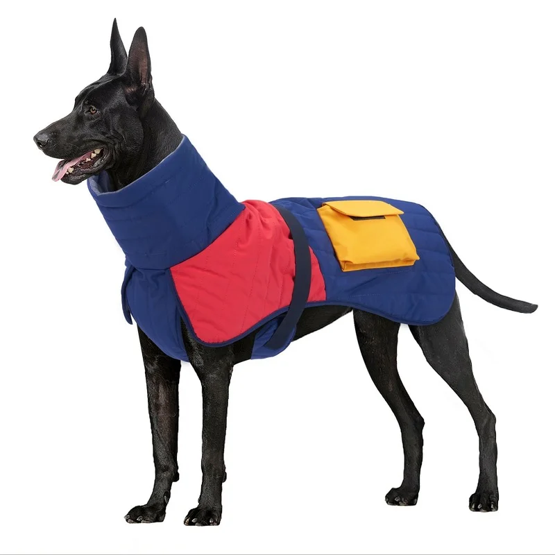 

Pet Accessories Dog Clothes Winter Thickening Warm Weima Dobinder Shepherd Medium Large Dog Cotton Padded Color-blocking Jacket