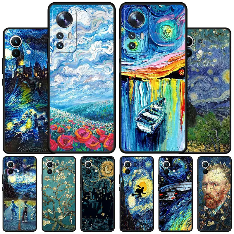 Фото Чехол с рисунком Ван Гога для Xiaomi Mi 10 12X 12S 12 Pro 11 Lite 10T 11X 11i 11T 10S 11 Ultra 11T, черный мягкий чехол №1