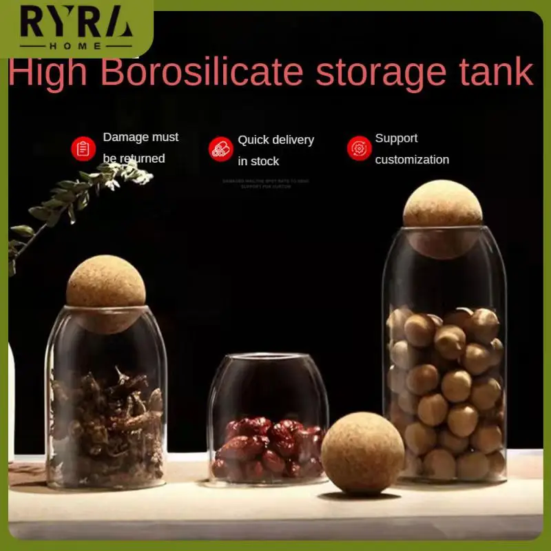 

Wood Lid Glass Airtight Canister Kitchen Storage Bottles Jar Sealed Food Container Tea Coffee Beans Grains Candy Jars Organizer