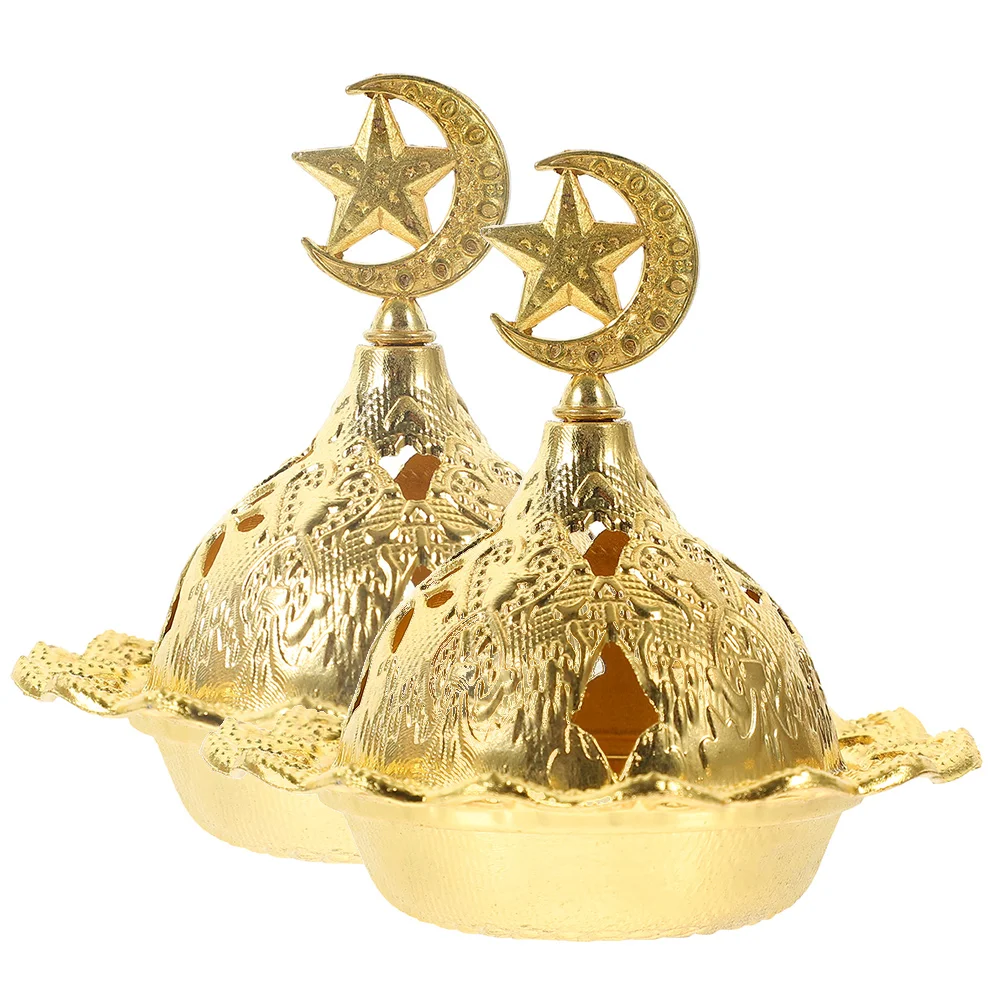

2pcs Arabian Burner Desktop Censer Ornament Home Censer Decor Alloy Censer