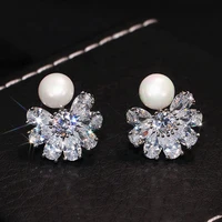 2022 newly simulated pearl women stud earrings elegant bridal wedding engagement accessories high quality trendy jewelry