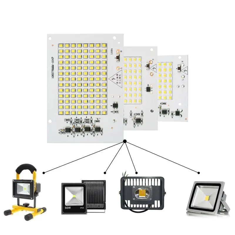 6 шт. светодиодная лампа 10W 20W 30W 50W 100W Smart IC Floodlight COB Chip SMD 2835 5730 на открытом воздухе с долгим сроком службы DIY освещение в 220V.