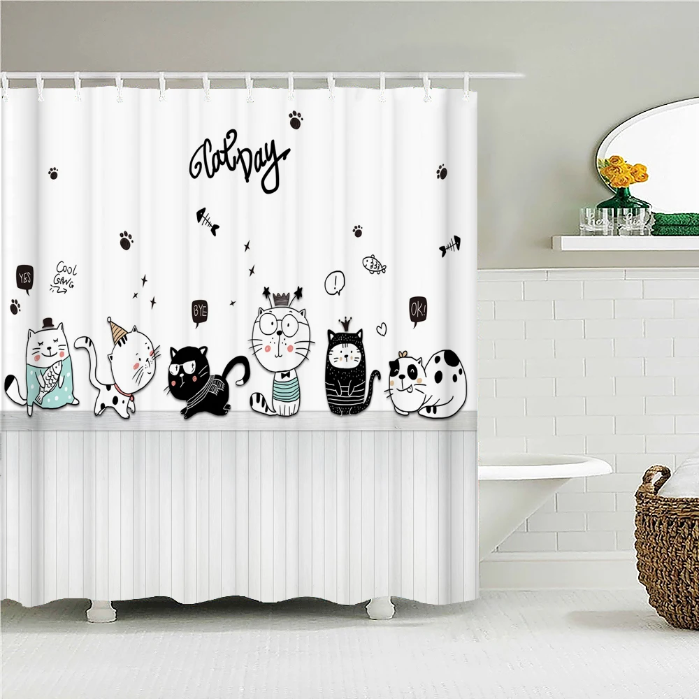Забавные шторы для ванной с животными водонепроницаемая тканевая занавеска душа