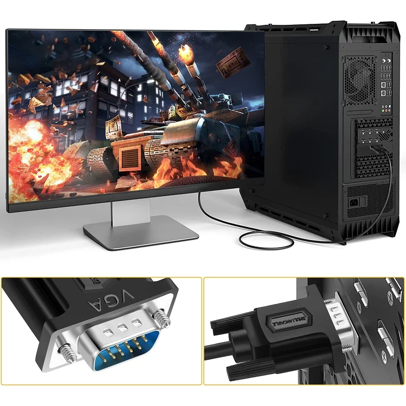 Фото VGA-кабель, VGA-проектор, кабель передачи видео VGA штекер-штекер, ПК или ноутбук для монитора/проектора №3