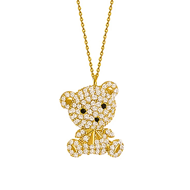 

Ожерелье женское с подвеской в виде медведя из нержавеющей стали