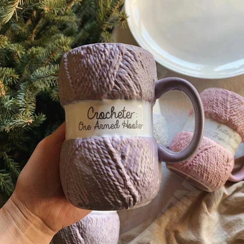 

Wool Mugs Relief Wool Mug Colorful Ceramic Cup Couple Christmas Gifts Creative Coffee Mug Milk Water Cups with Handle Drinkware
