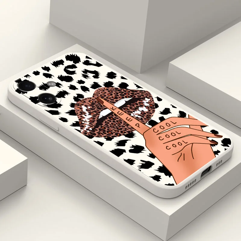 Hot Red Lip Leopard Print Phone Case For Xiaomi Redmi Note 13 12 12S 11 11S 10 9 8 7 Pro Plus 4G 5G Soft Silicone Back Cover