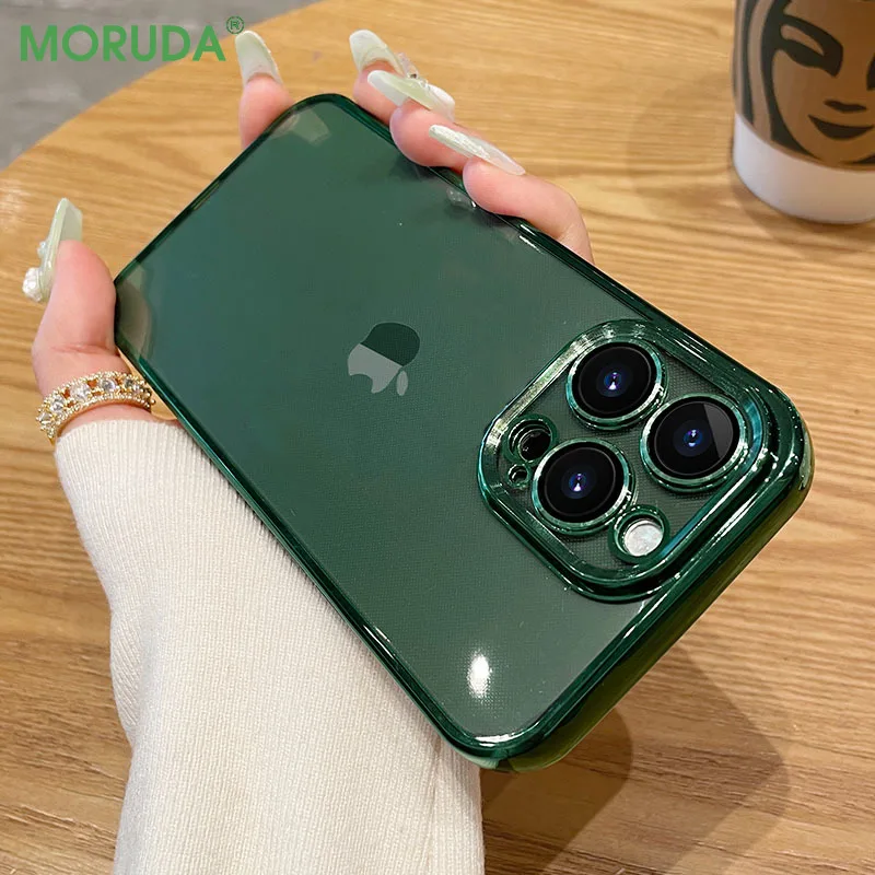 

Luxury Plating TPU Clear Phone Case for iPhone 11 12 13 Pro Xs Max 7 8 Plus 12 13 Mini XR X Silicone Soft Cover Lens Protection
