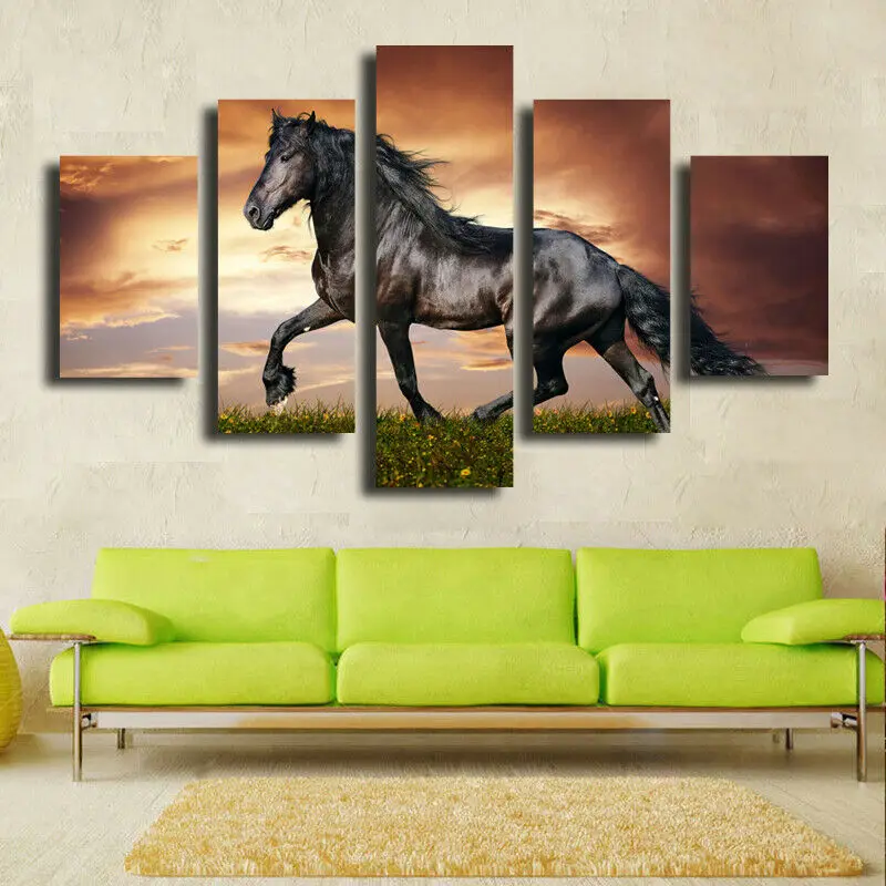 

5 Pieces Canvas Wall Art Poster & Print Living Room Horse Pictures Paintings HD Print Room Decor Home Decor No Framed 5 Panel