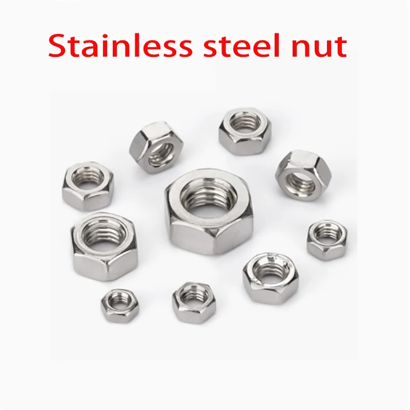 Шестигранные шестигранные гайки M2 M2.5 M3 M3.5 M4 M5 M6 M8 M10 M12 M14 M16 M18 M20 M22 M24 M27 M30 Шестигранная гайка 304 Нержавеющая сталь DIN934 Метрическая