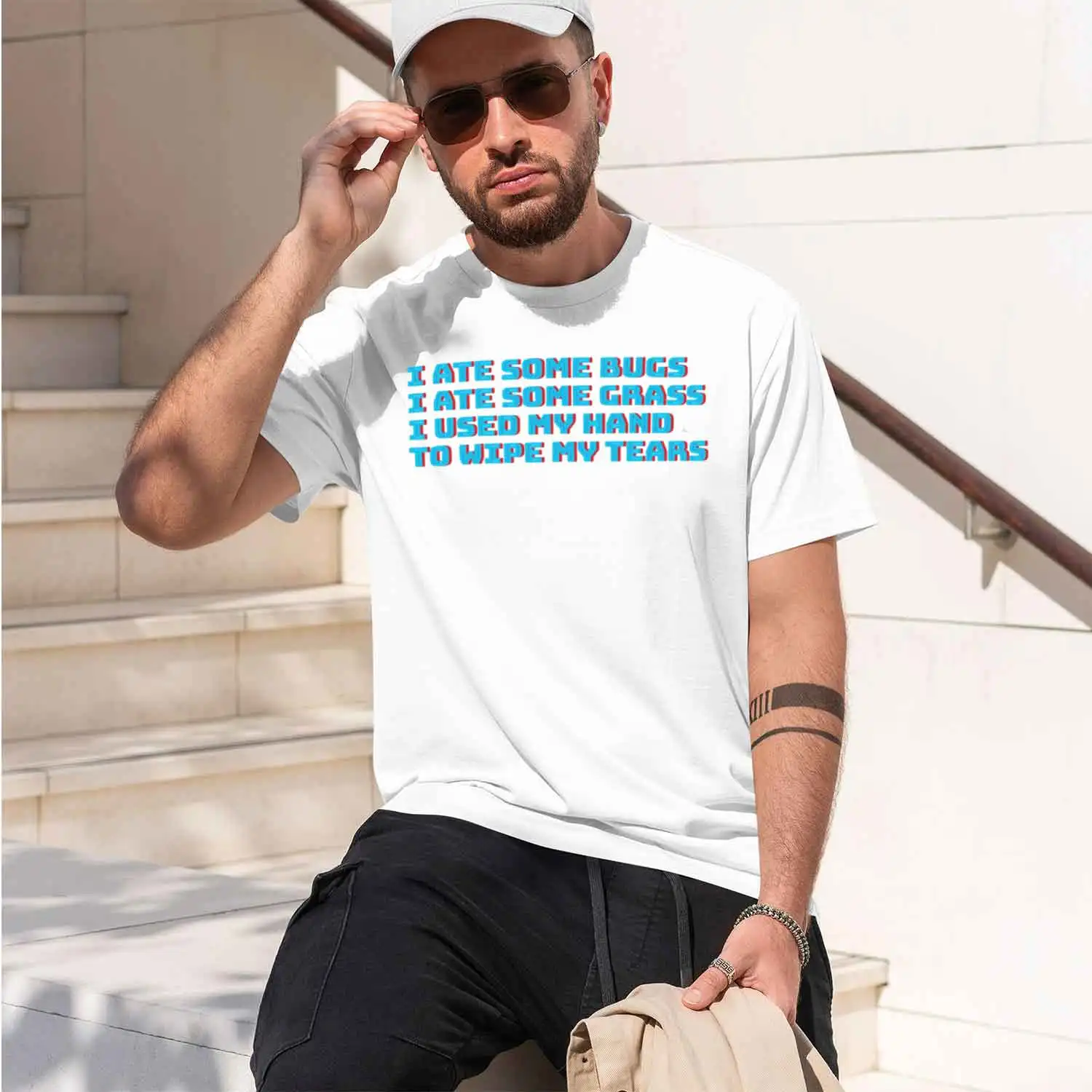 Фото Футболка Nao Ate Some s Quote Sticker 2026, новая модель, мужская, с коротким рукавом, круглым вырезом, классическая, повседневная, в различных цветах и размерах, для Dai №2