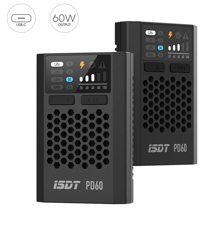 ISDT PD60 60 Вт Lipo зарядное устройство для баланса батареи Тип с вход LiHV LiFe NIMH/Cd