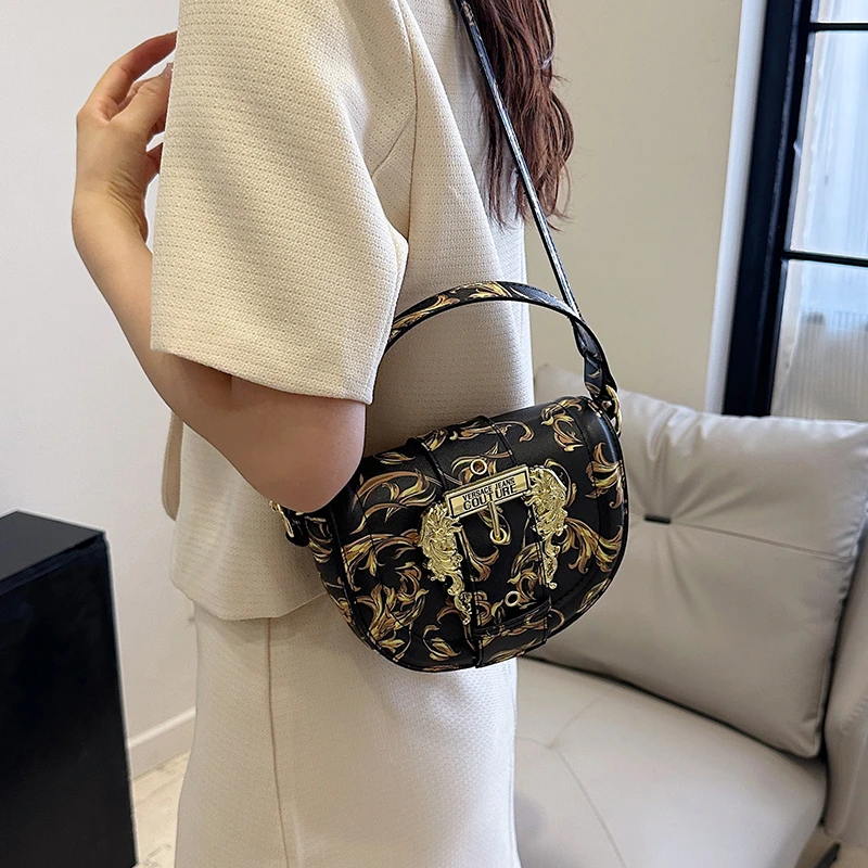 Noisydesigns Custom Chain Crossbody Bags For Women 2023 Luxury Golden Floral Prints PU Leather Female New Messenger Dropshipping