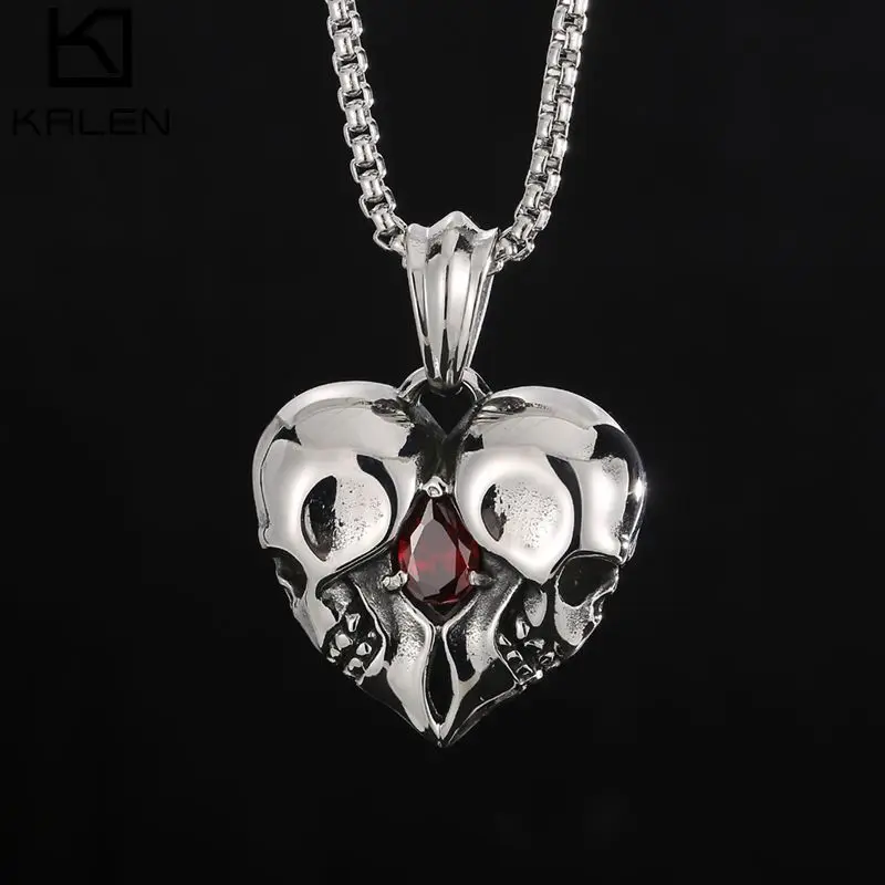 

Mens Stainless Steel Necklace Fangs Skull Mask Pendant Retro Gothic Punk Style Monster Skull Jewelry Gift