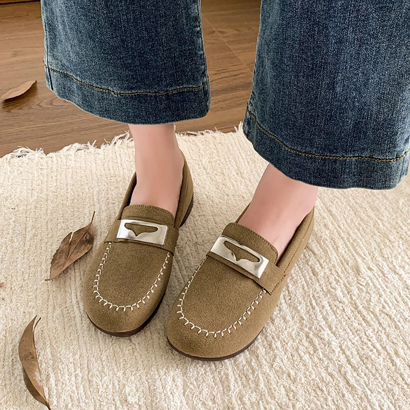 Европейская и американская замшевая женская обувь 2024 осень зима новые