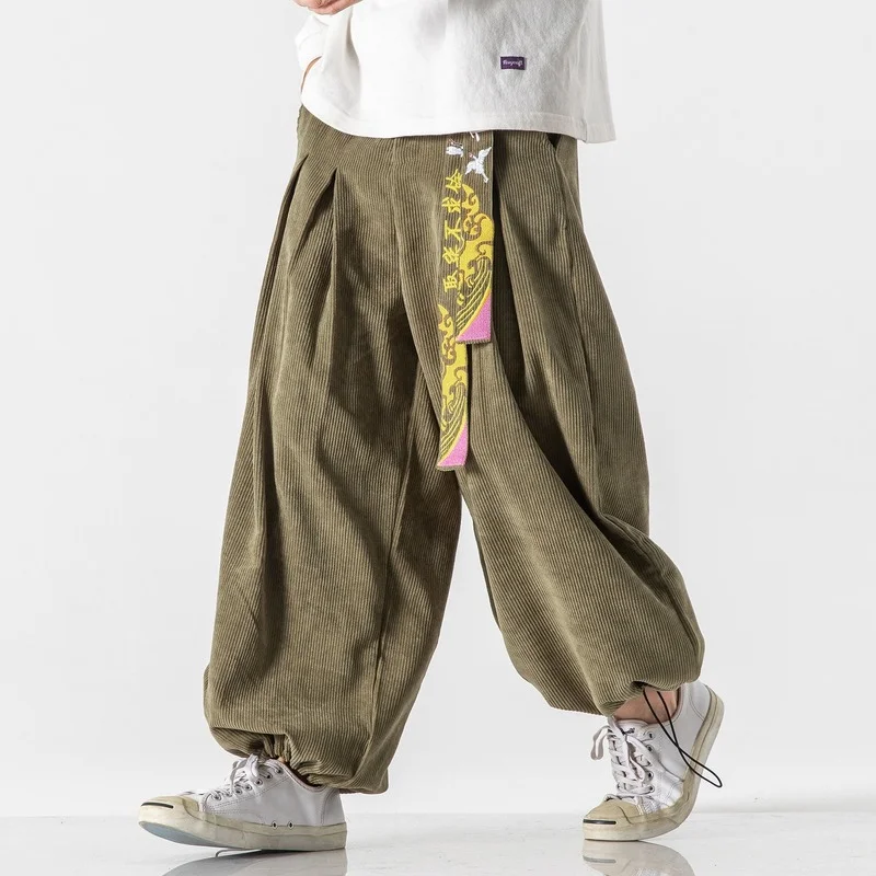 

Men Clothing 2022 Belt Fashion Loose Casual Men's Corduroy Sports Pants Jogging Pants Plus Size Couple Harem Pants