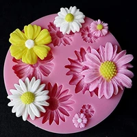 3d 6 hole chrysanthemum flower silicone cake mold fondant diy cake sugar craft soap mould baking decorating tool