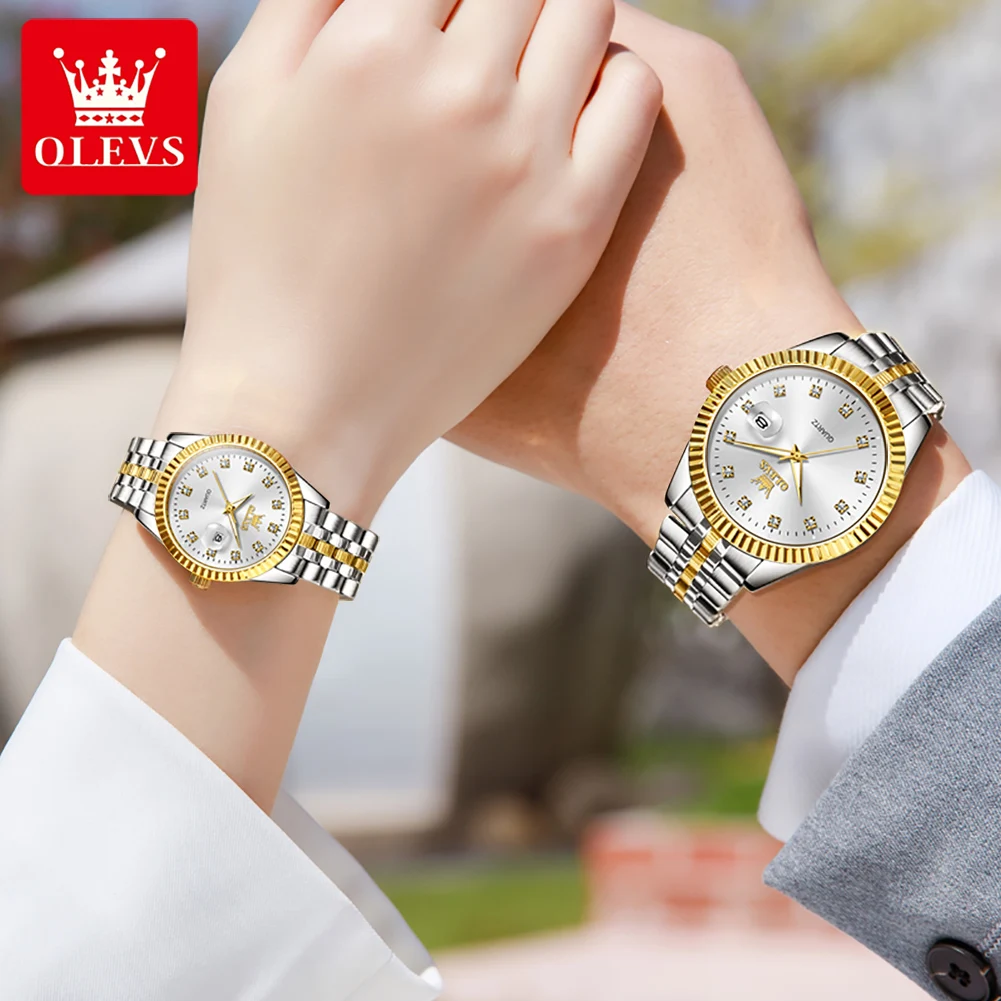 OLEVS Couple Watches For Men Women Top Brand Luxury Quartz Clock Waterproof Wristwatch Fashion Casual Lovers Wristwatches