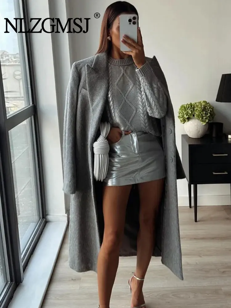 

TRAF 2024 Autumn Knitted Sweaters for Women Pullover Metallic Foil Sweater Woman Long Sleeve Knitwear Women Jerseys Jumpers Top