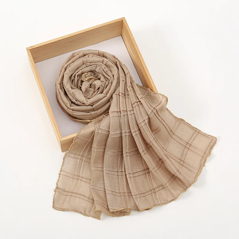 Женский шарф-хиджаб из серебристой проволоки длинный мусульманский хиджаб