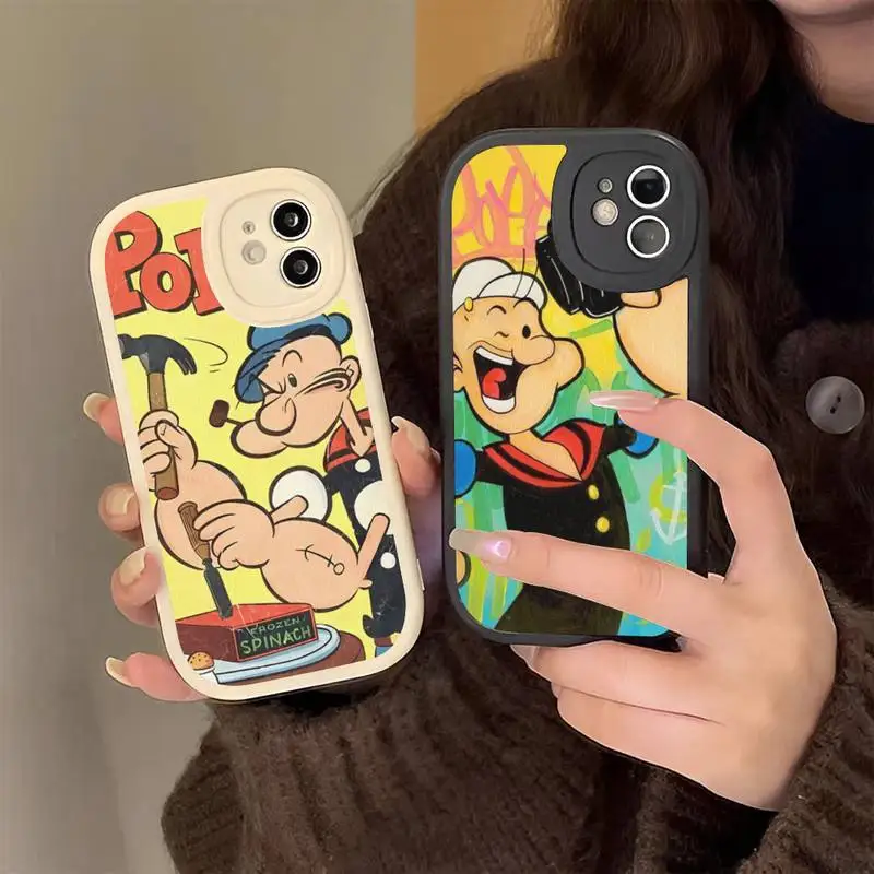 

Cute Cartoon P-Popeye Phone Case Leather Phone Case for iPhone 13 12 Mini 11 14 Pro Max Xs X Xr 7 8 Plus 6 6s Se 2022 silicone