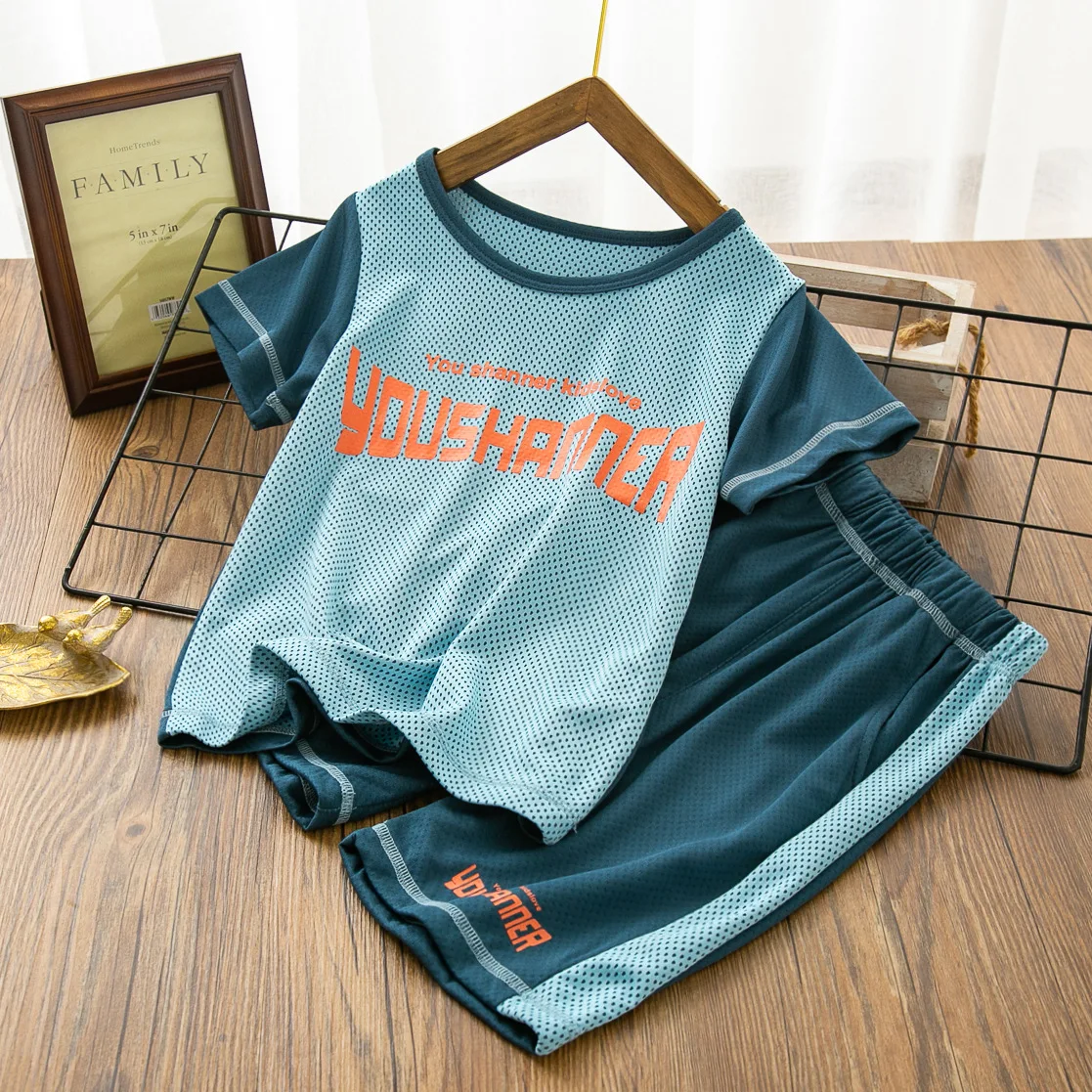 Summer children's mesh half sleeve sports suit quick drying short sleeved shorts basketball suit Sportswear basketball jerseys