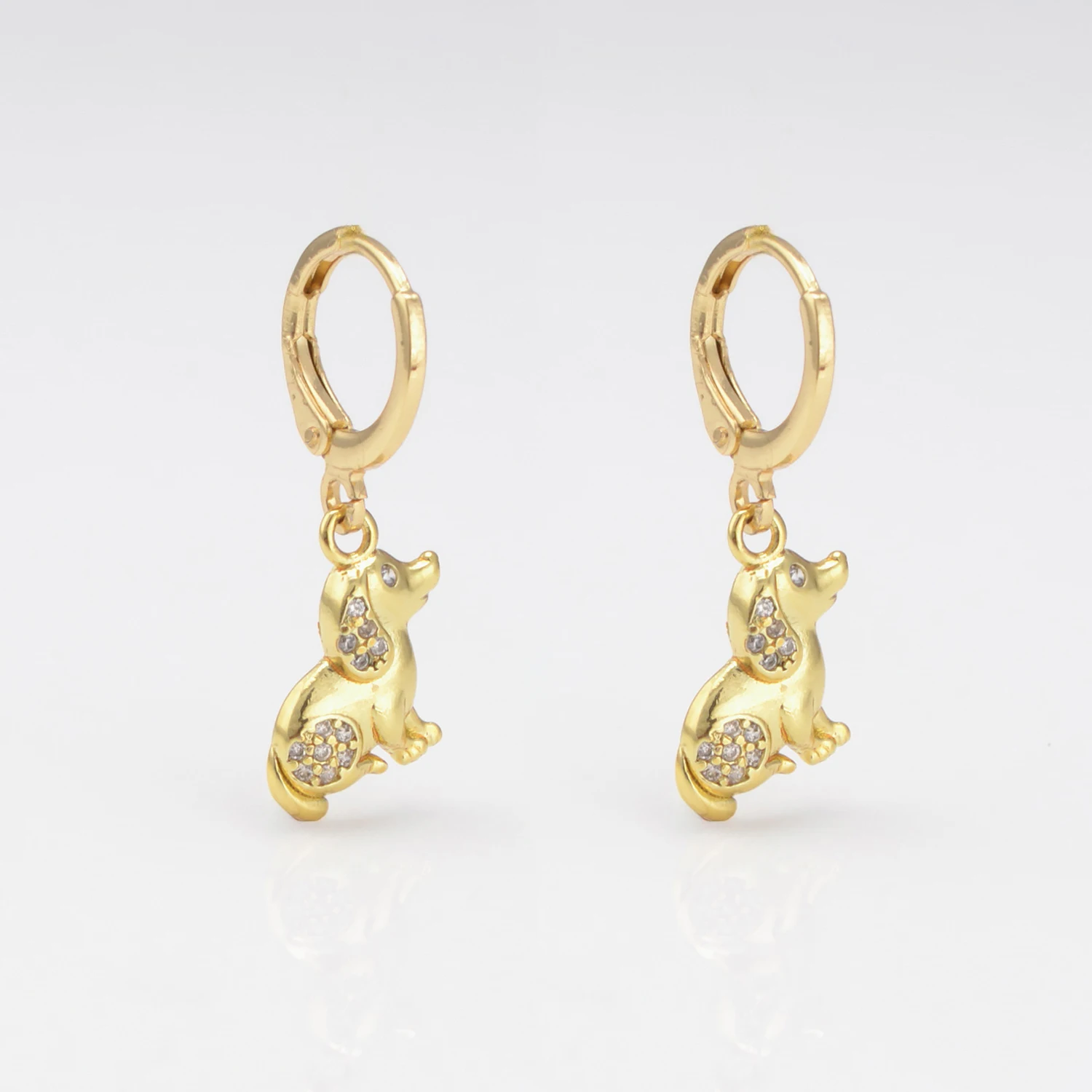 Серьги-кольца в виде животных для женщин Золотые серьги-подвески собаки орла