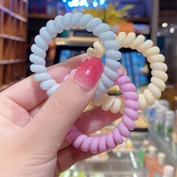 new candy colored student hair tie telephone line hair ring simple solid color childrens hair rope temperament hair accessories
